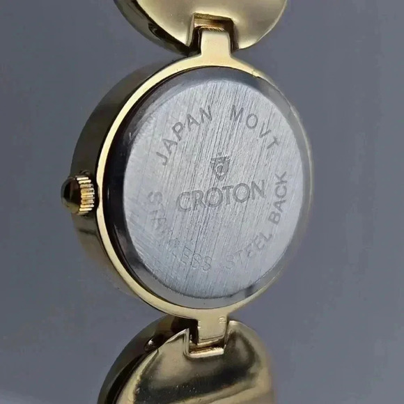 Womens Croton Watch Gold Red Orange Mother Of Pearl Dial Bracelet New Battery - Picture 9 of 9